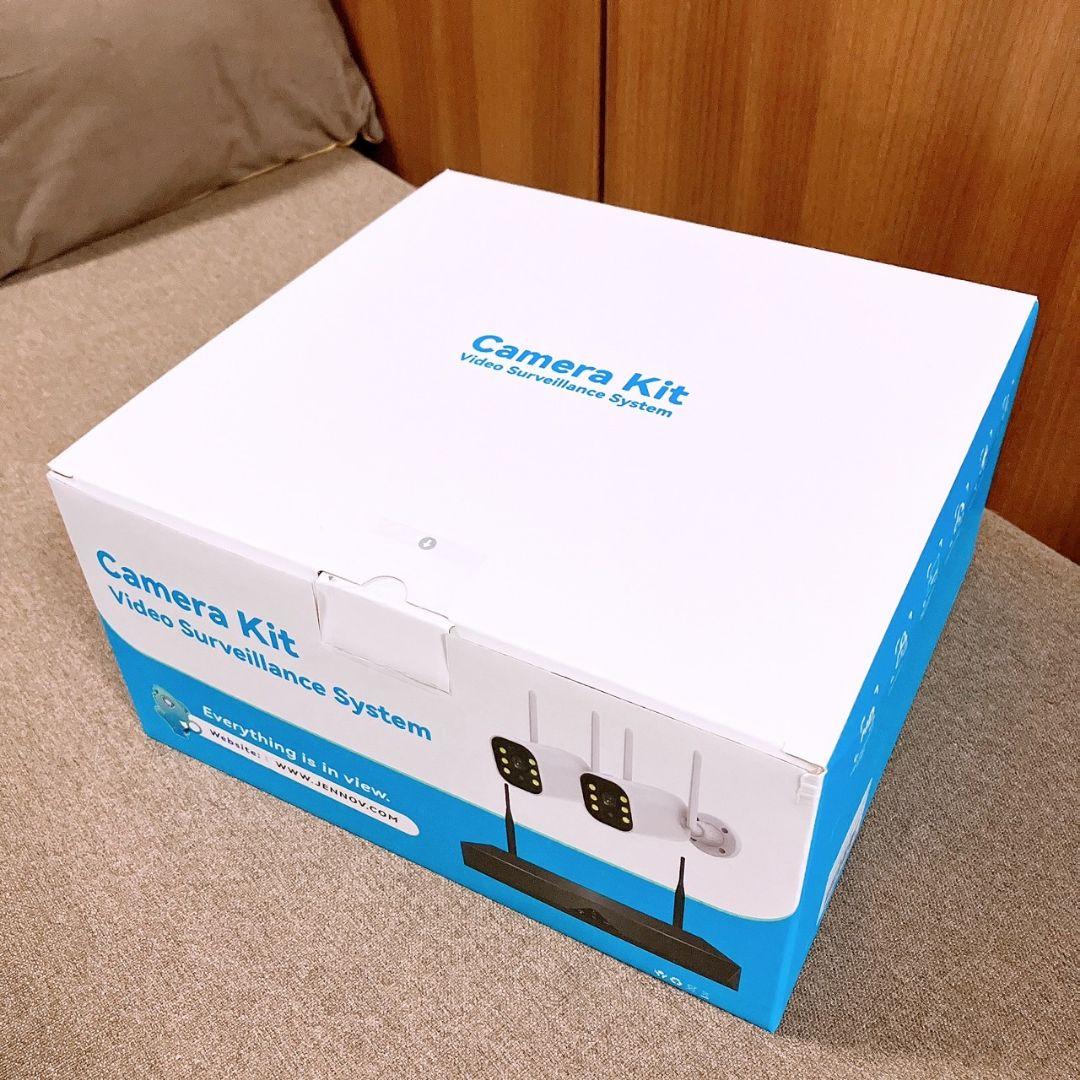 防犯カメラ 屋外 500万画素 2台 ワイヤレス録画　AI人体検知　モニター付