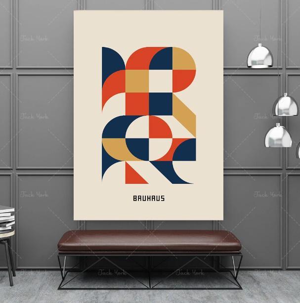 バウハウス ミッドセンチュリー キャンバスアートポスター 50×70cm