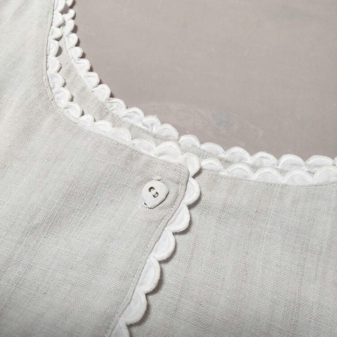 アンティーク　リネンワンピース　モノグラム刺繍