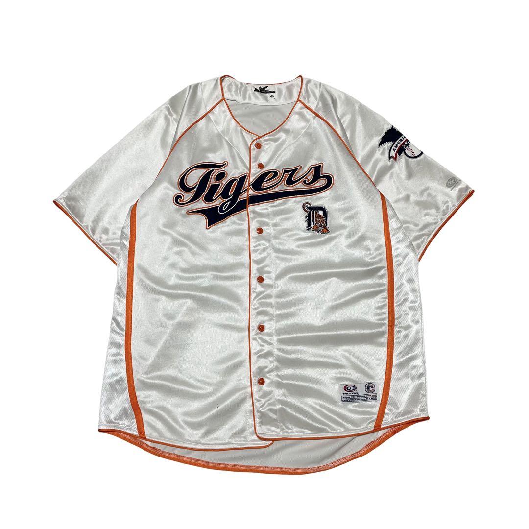 00s MLB Tigers ベースボールシャツ ユニフォーム 刺繍 光沢 b系