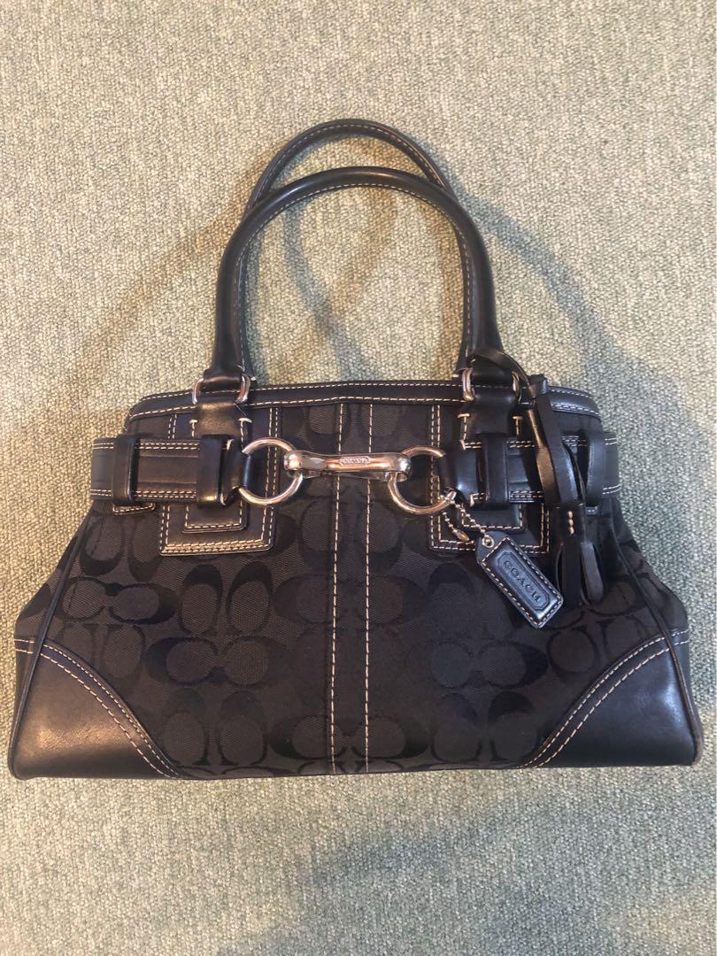 美品✨Coach コーチ　ハンドバッグ　シグネチャー　ブラック