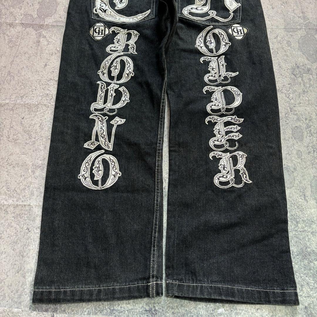 crown holder baggy wide denim black