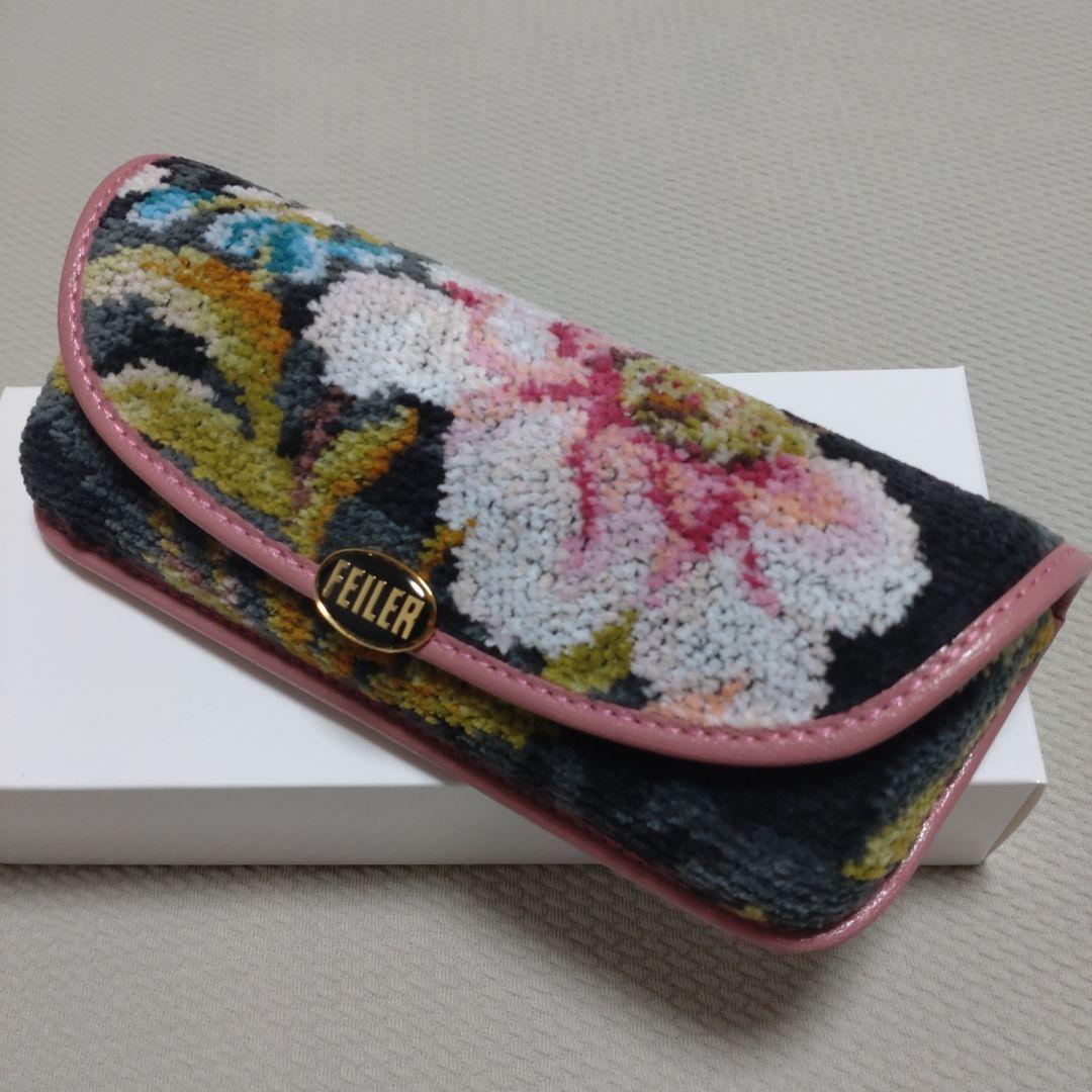 フェイラー メガネケース 花柄グレー