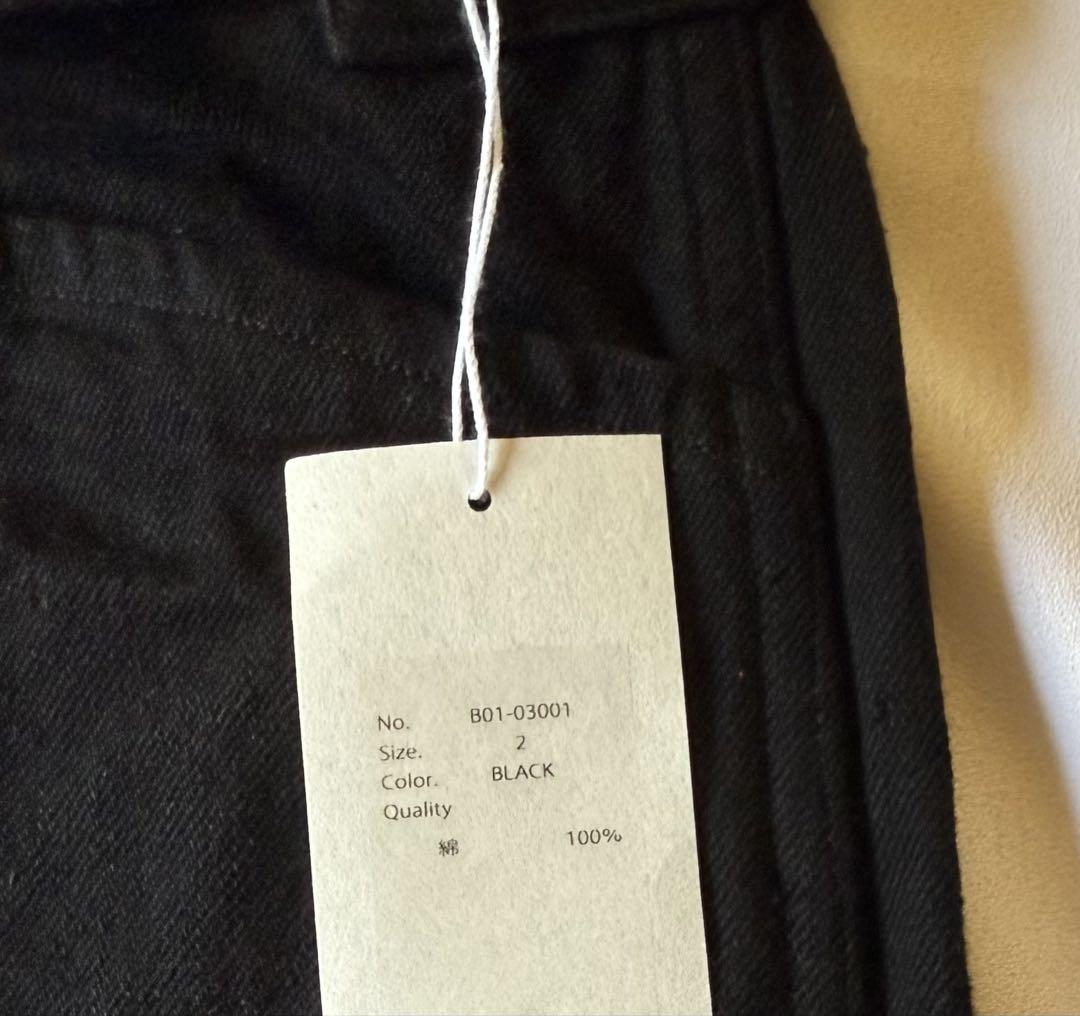 COMOLI 25ss デニム ベルテッド パンツ 黒 2