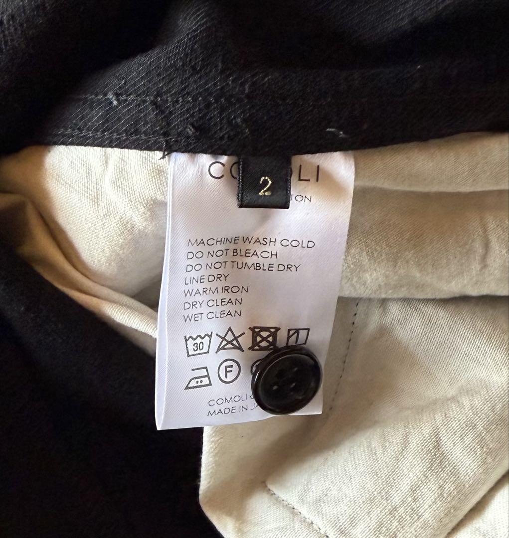 COMOLI 25ss デニム ベルテッド パンツ 黒 2