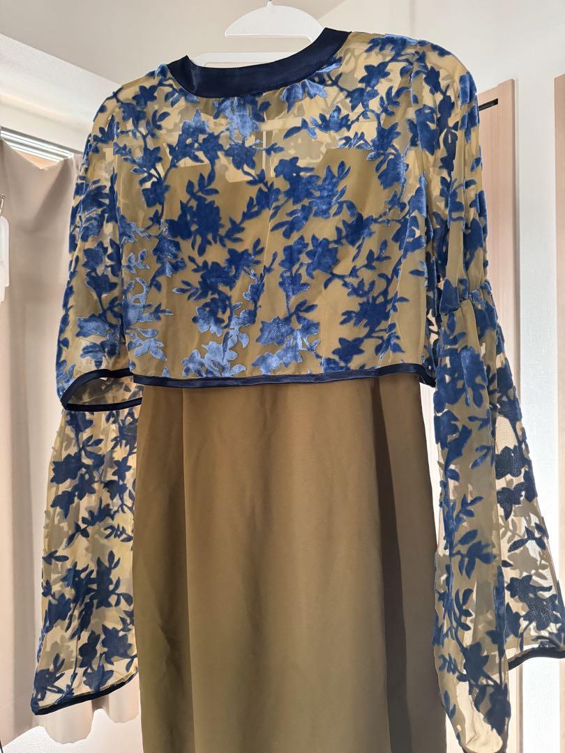 【オケージョンドレス/結婚式】ベロアフラワーボレロ付きキャミワンピース