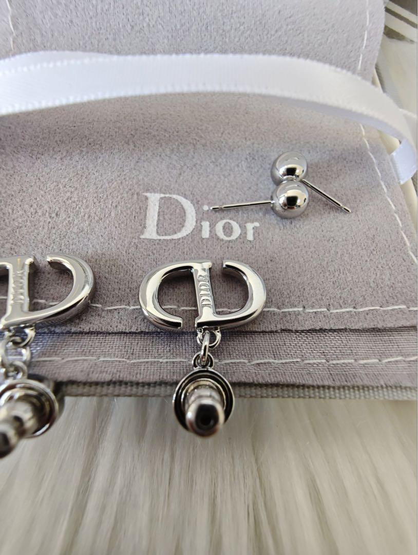 人気 Dior シルバー ダングルピアス