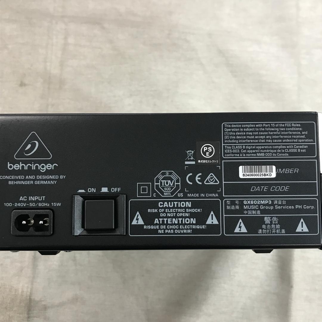 Behringer アナログミキサー 6チャンネル QX602MP3