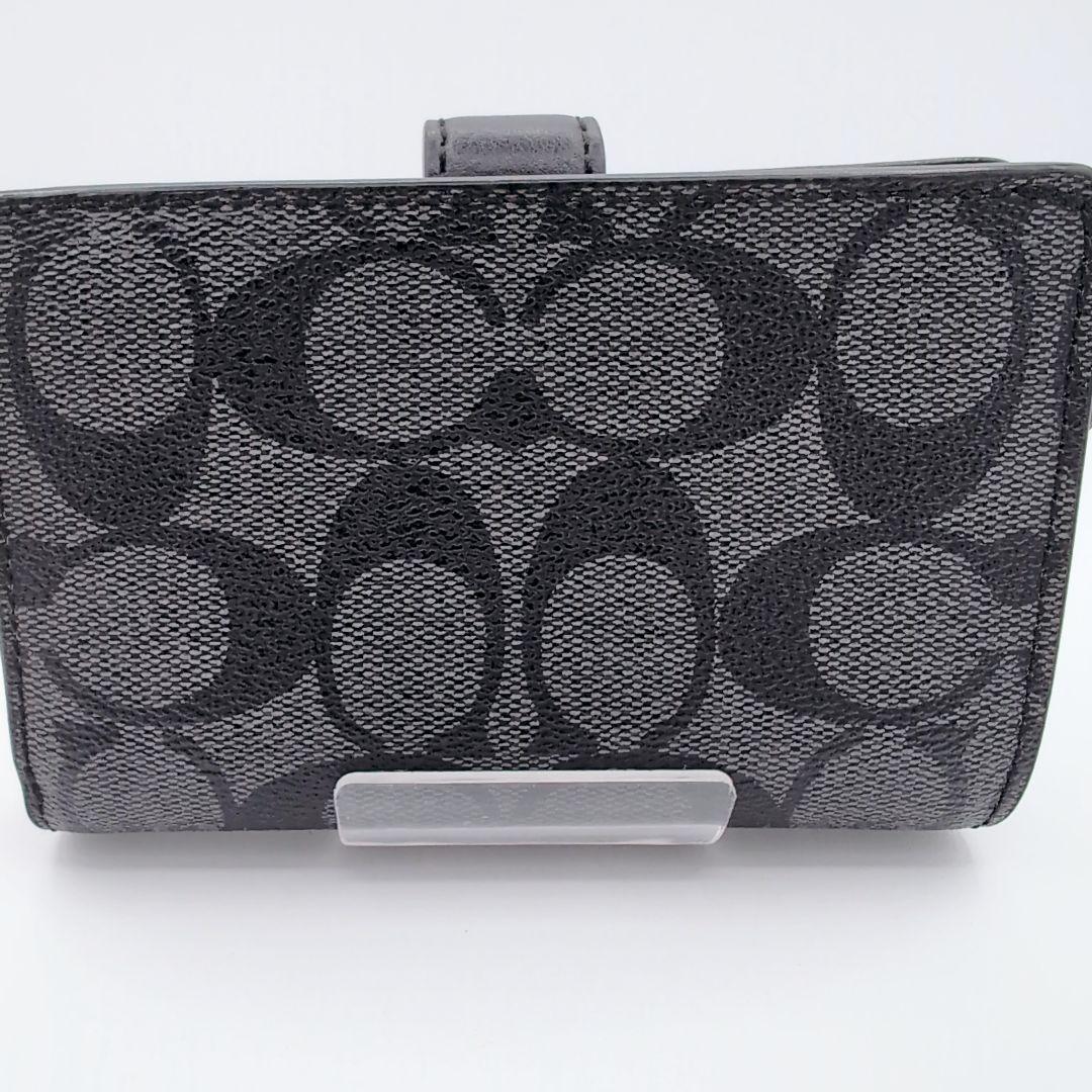 COACHコーチL型zip財布レザー革黒シグネチャーかわいい