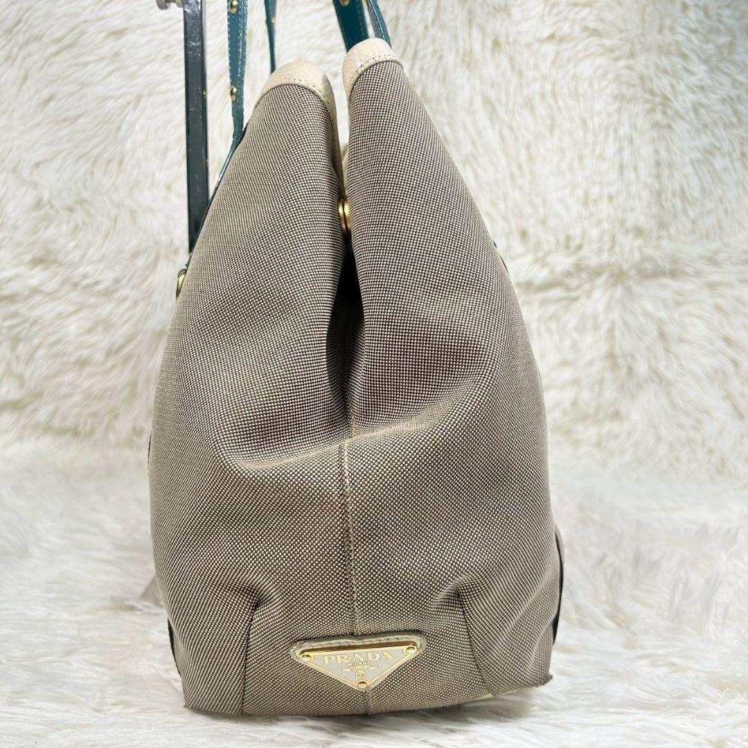 レア✨ プラダ PRADA ジャガード トートバッグ 三角ロゴプレート スタッズ
