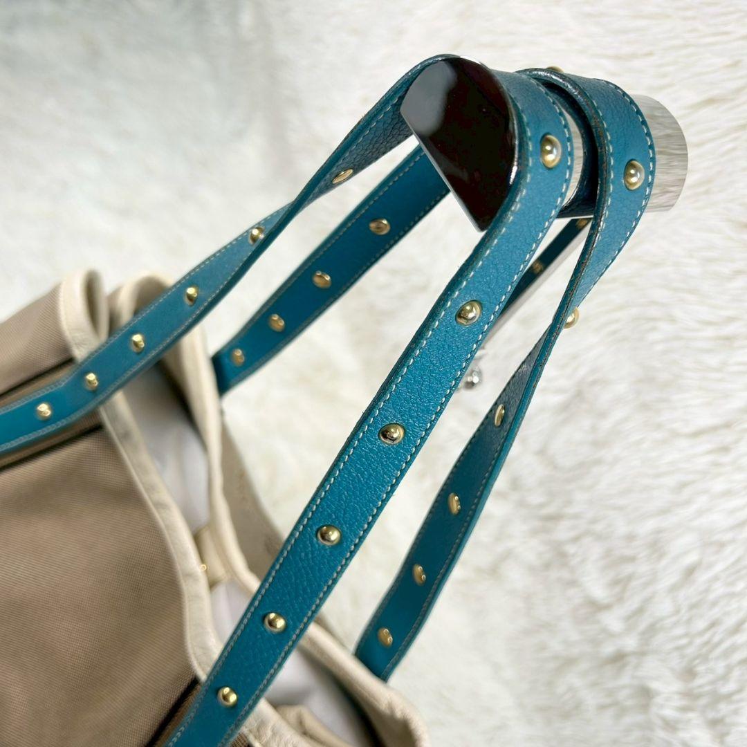 レア✨ プラダ PRADA ジャガード トートバッグ 三角ロゴプレート スタッズ