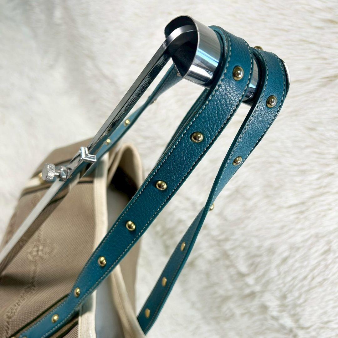 レア✨ プラダ PRADA ジャガード トートバッグ 三角ロゴプレート スタッズ