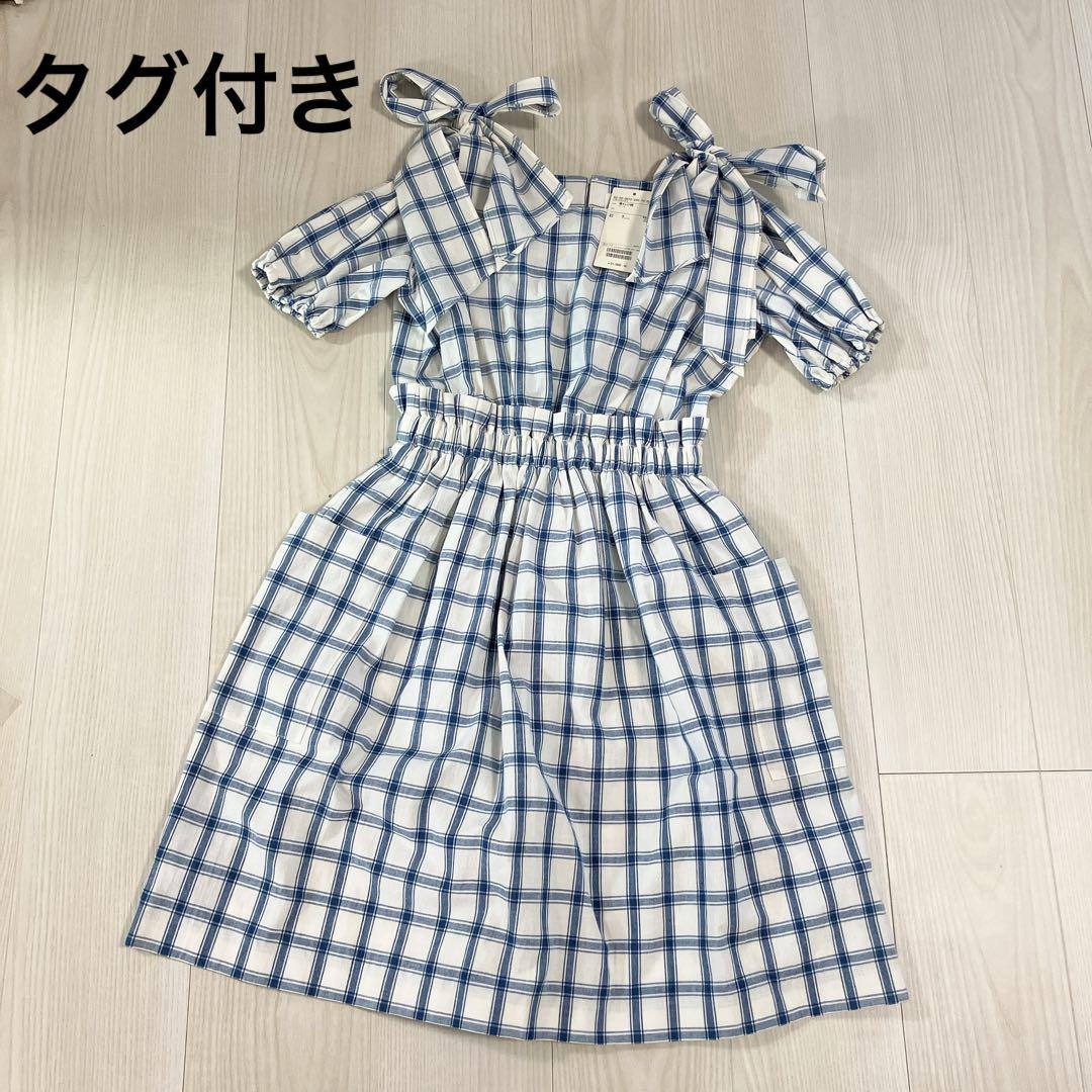 定価23100円タグ付き カロリナグレイサー チェック リボン ワンピース