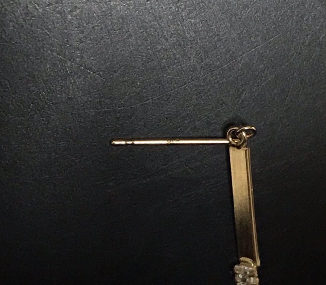 K10 ピアス　10金　金　ゴールド　バー　ロングバーピアス　揺れる　本物