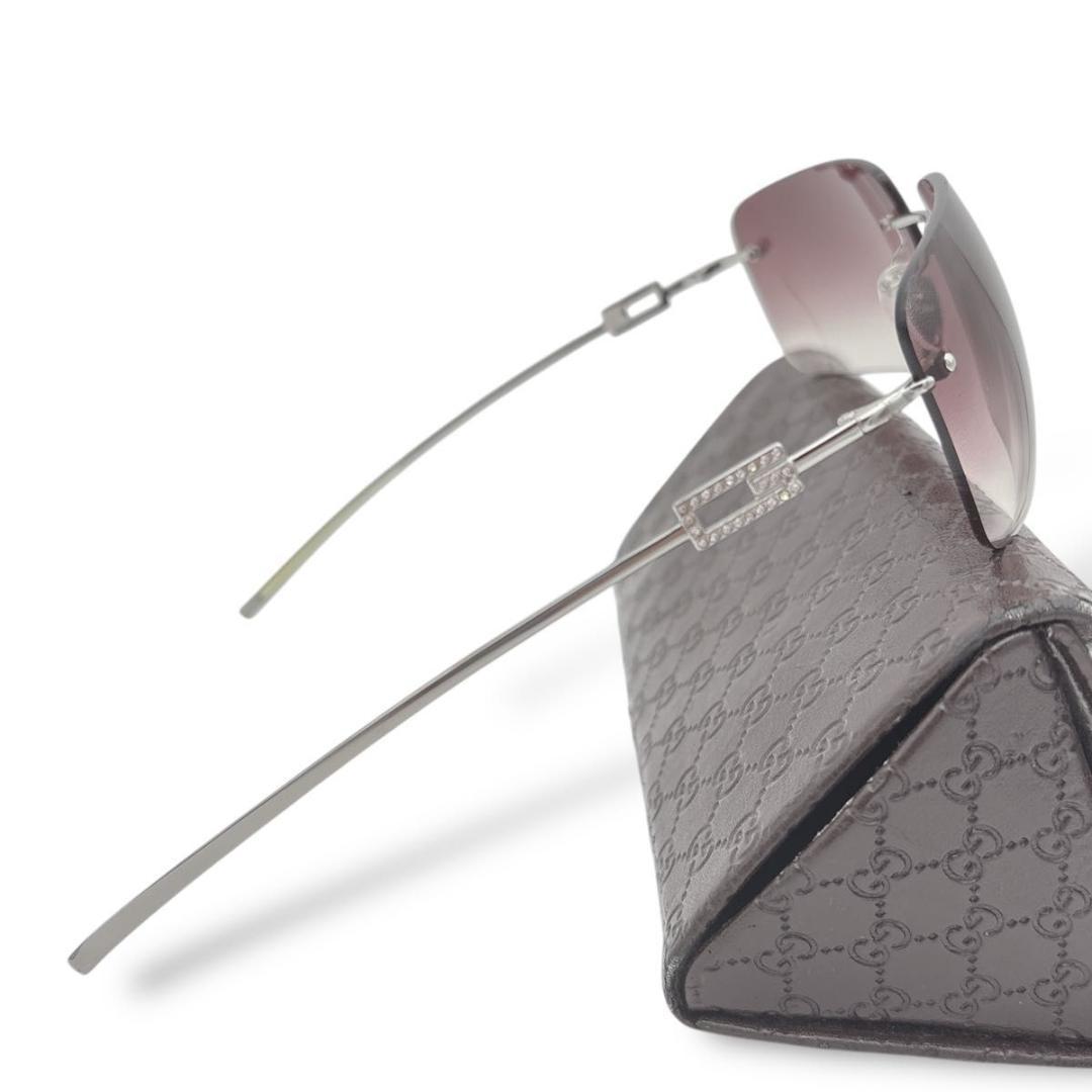 GUCCI sunglasses rimless stone silver GUCCI sunglasses rimless stone silver