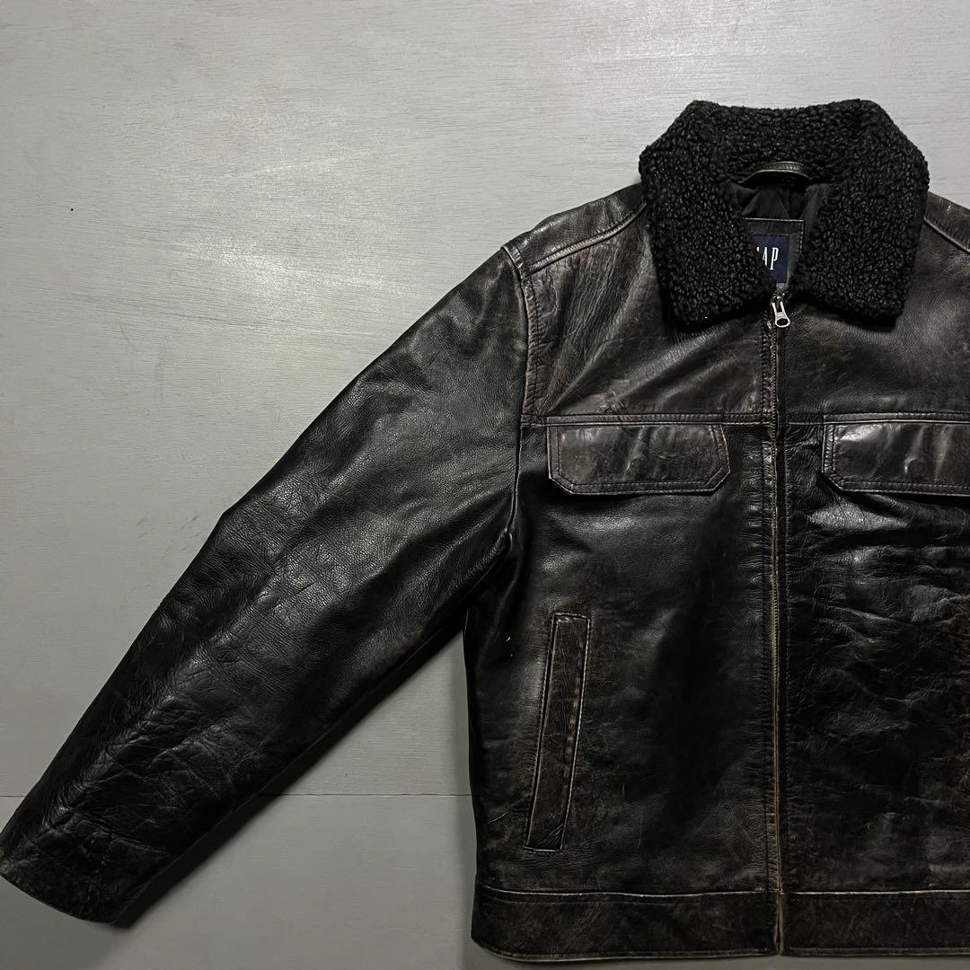 old GAP レザーボンバージャケット　本革　オールレザー　牛革　常田大希　S