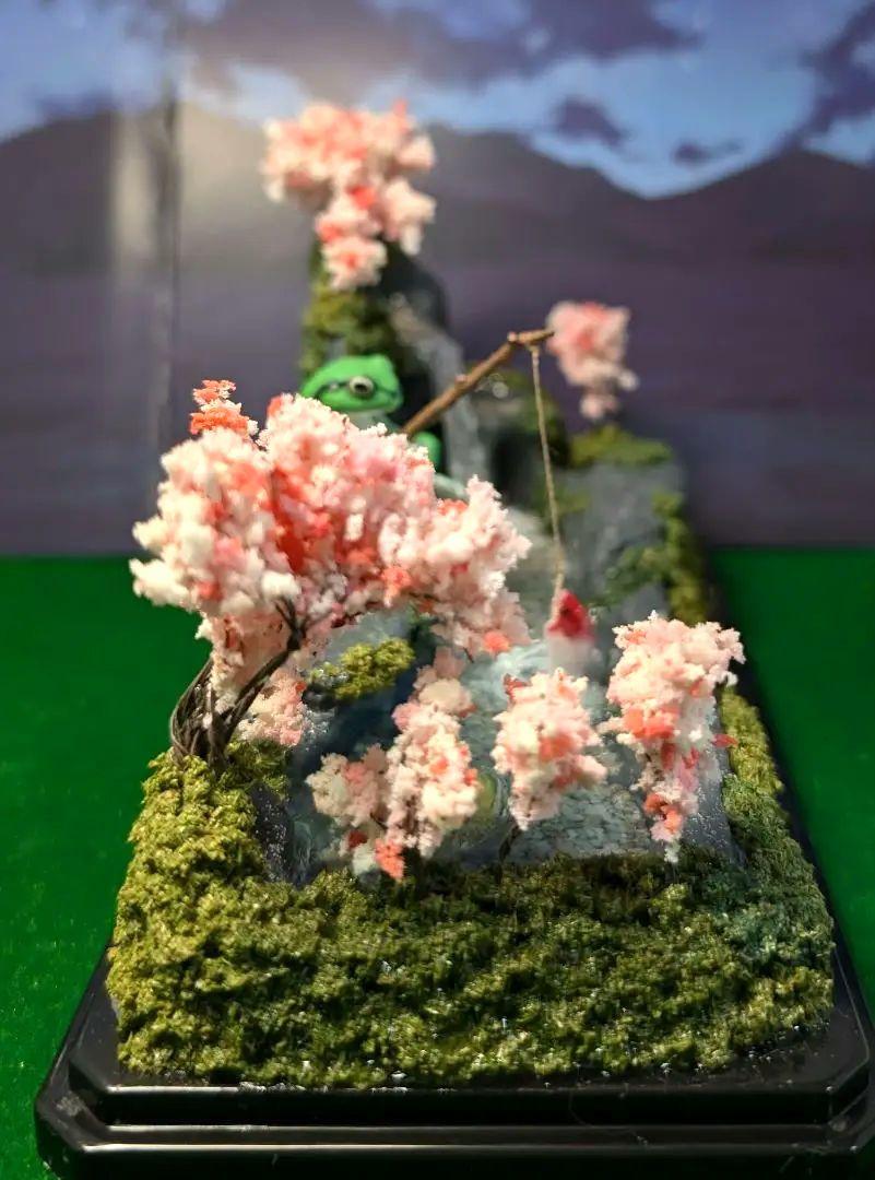 釣り日和 動物たちのひまつぶし ディスプレイケース ジオラマ滝