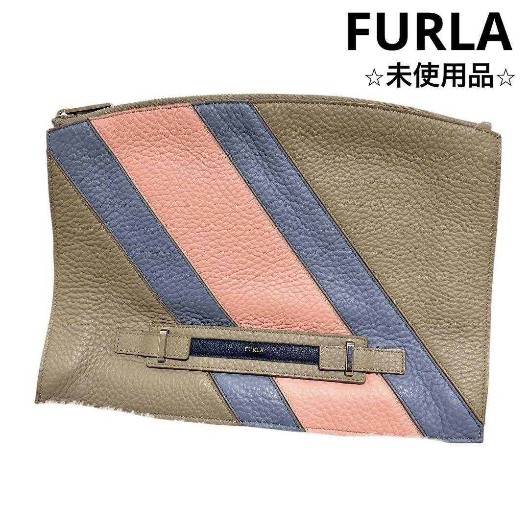 【FURLA】 フルラ レザー クラッチバッグ セカンドバッグ マルチカラー