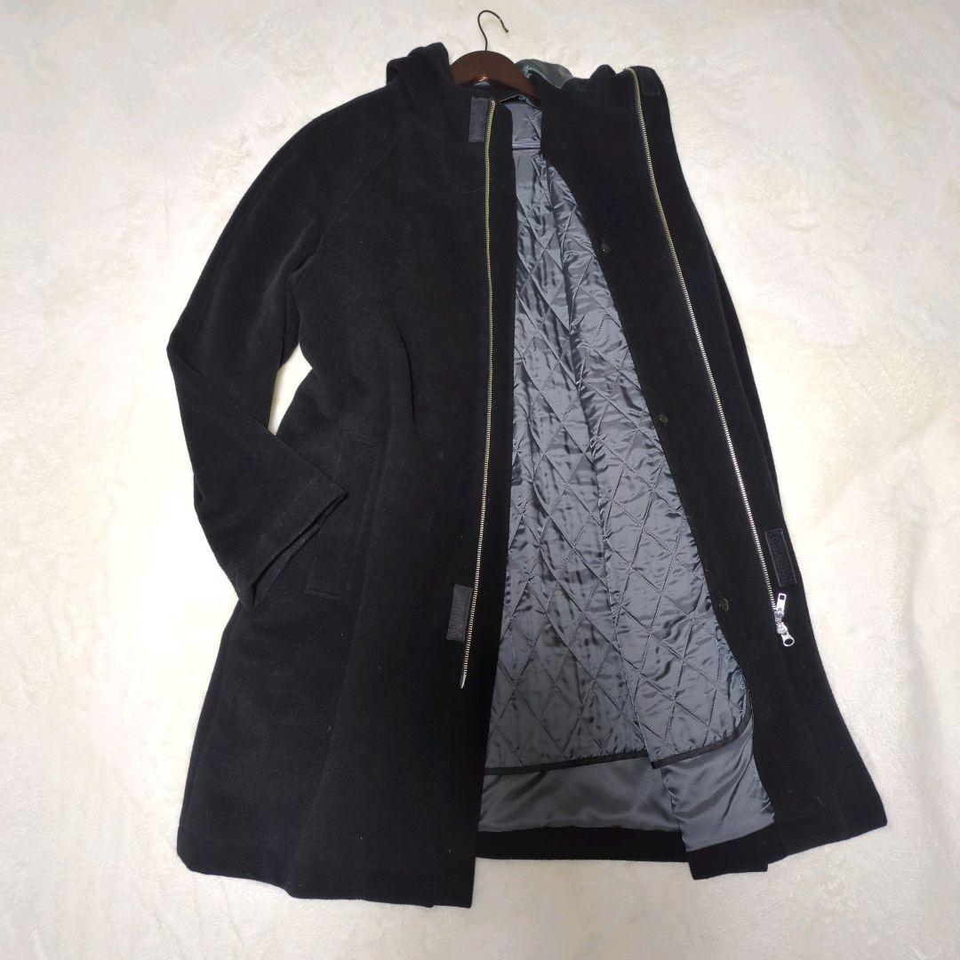 【高級】タケオキクチ　ロングコート　カシミヤ混　ライナー付き　ダブルファスナー