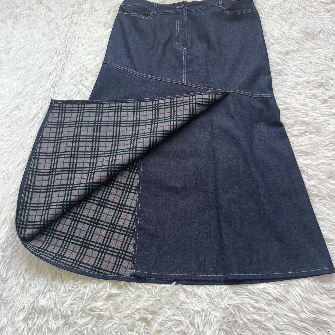 未使用級♡美品/バーバリーロンドン　デニムロングスカート　内側チェック　15号 未使用級♡美品/バーバリーロンドン デニムロングスカート 内側