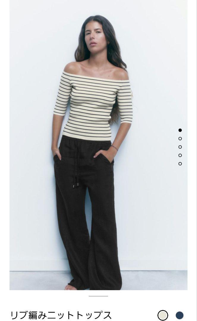 ☆ドイツ発*ZARA*新作*STRIPED リブテクスチャーニットトップ☆ ZARA リブ編みニットトップス Lサイズ - メルカリ