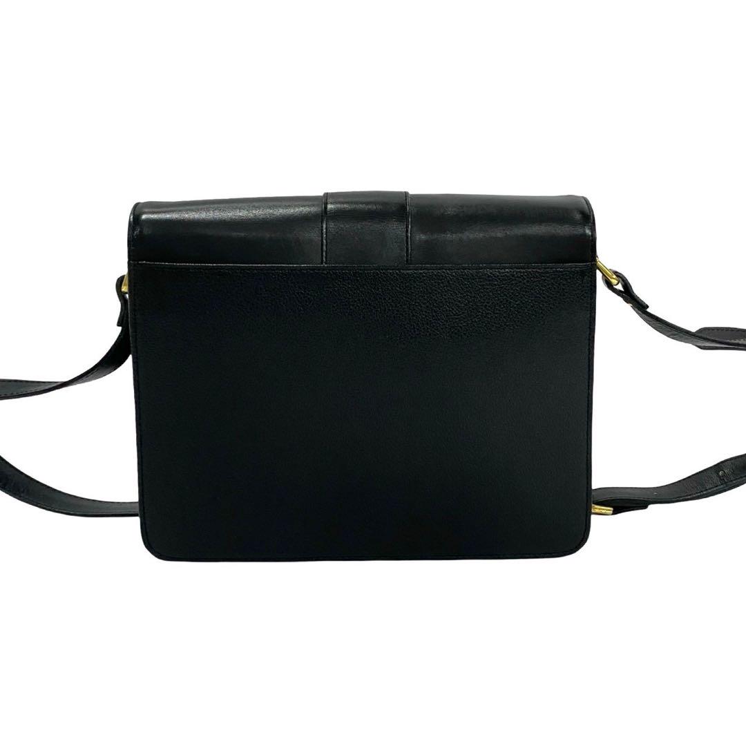 極美品 箱付 イヴサンローラン YSL ロゴ レザー ショルダーバッグ ブラック
