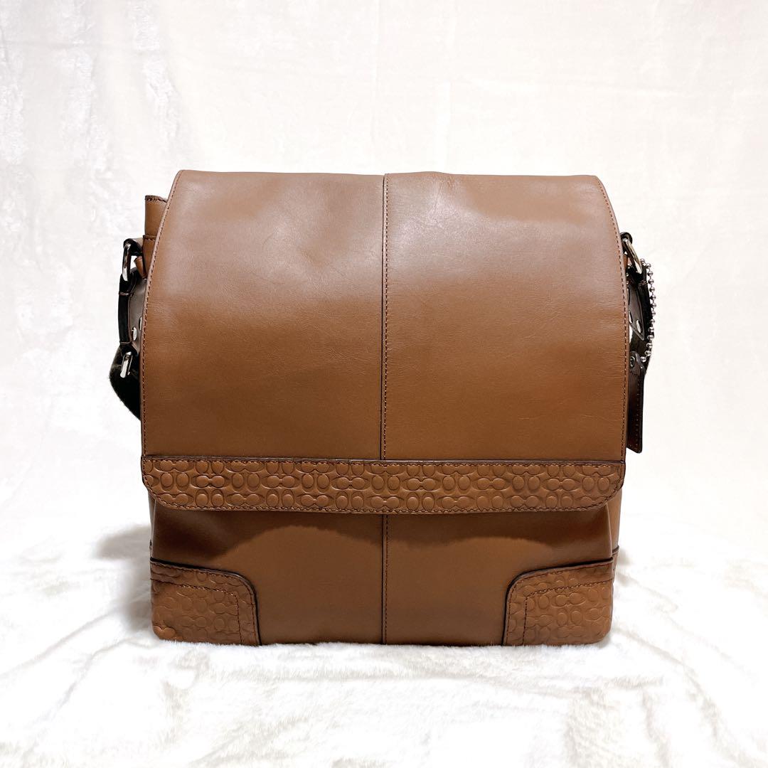 [美品] COACH ショルダーバック　シグネチャー　レザー　クロスボディ