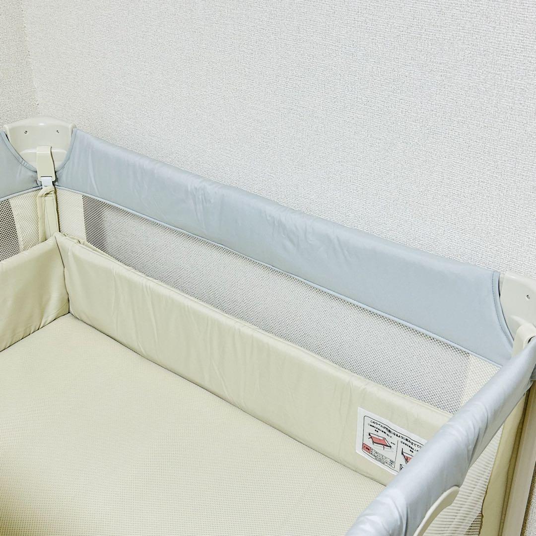 【美品】Aprica ココネルエアーAB ホワイトグレー ベビーベッド 人気