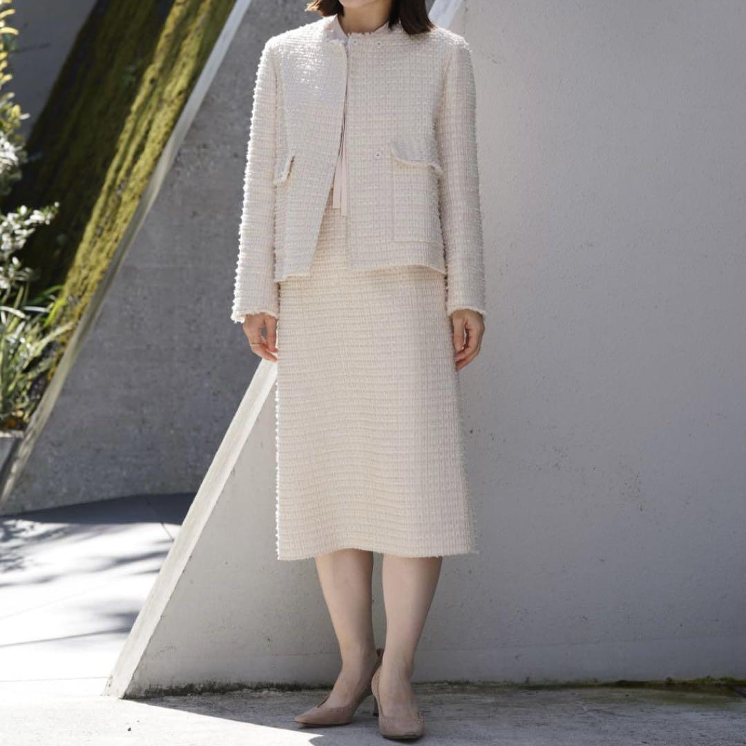 美品 Ballsey ミックスヤーンツイード ノーカラージャケット 36