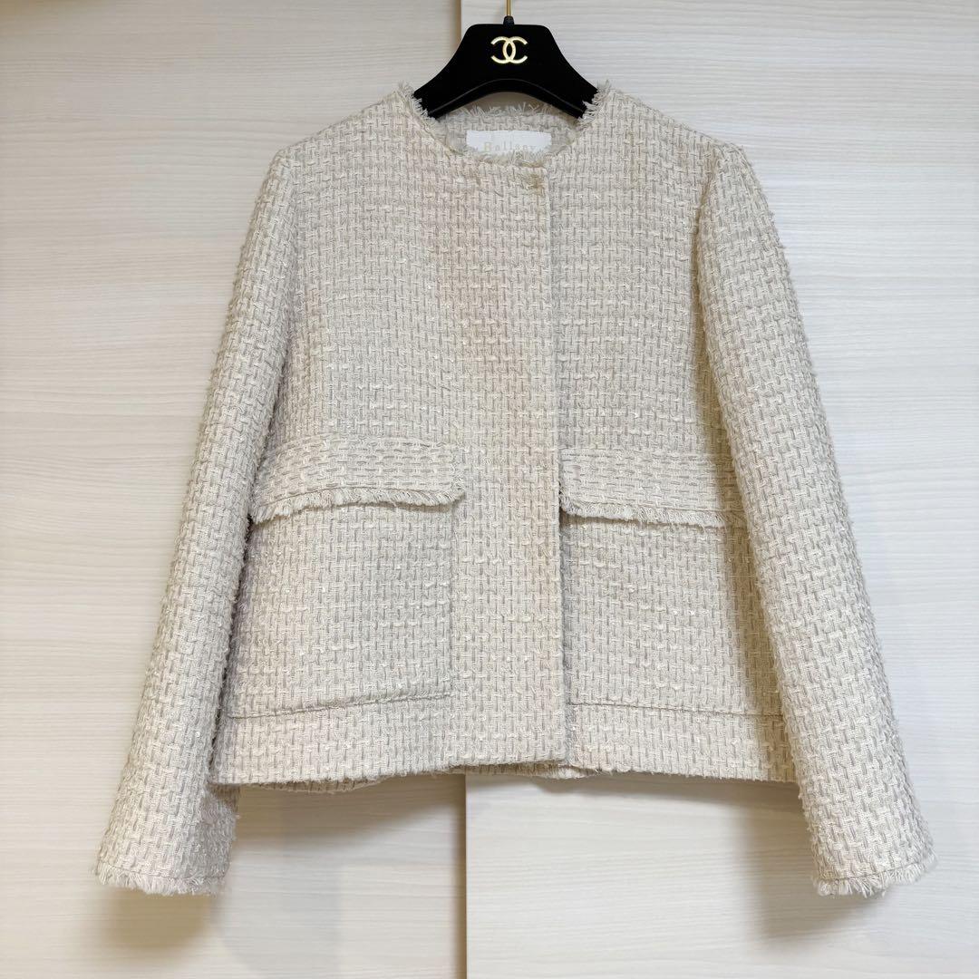 美品 Ballsey ミックスヤーンツイード ノーカラージャケット 36
