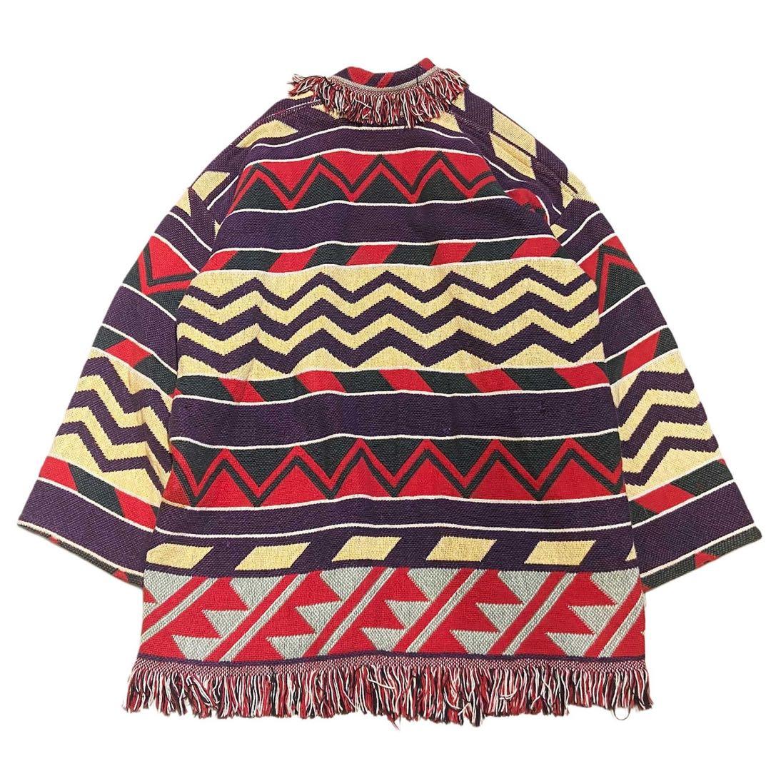 ビンテージ フリンジ コットンラグ ネイティブパターン ガウン ジャケット ビンテージ フリンジ コットンラグ ネイティブパターン ガウン ジャケット