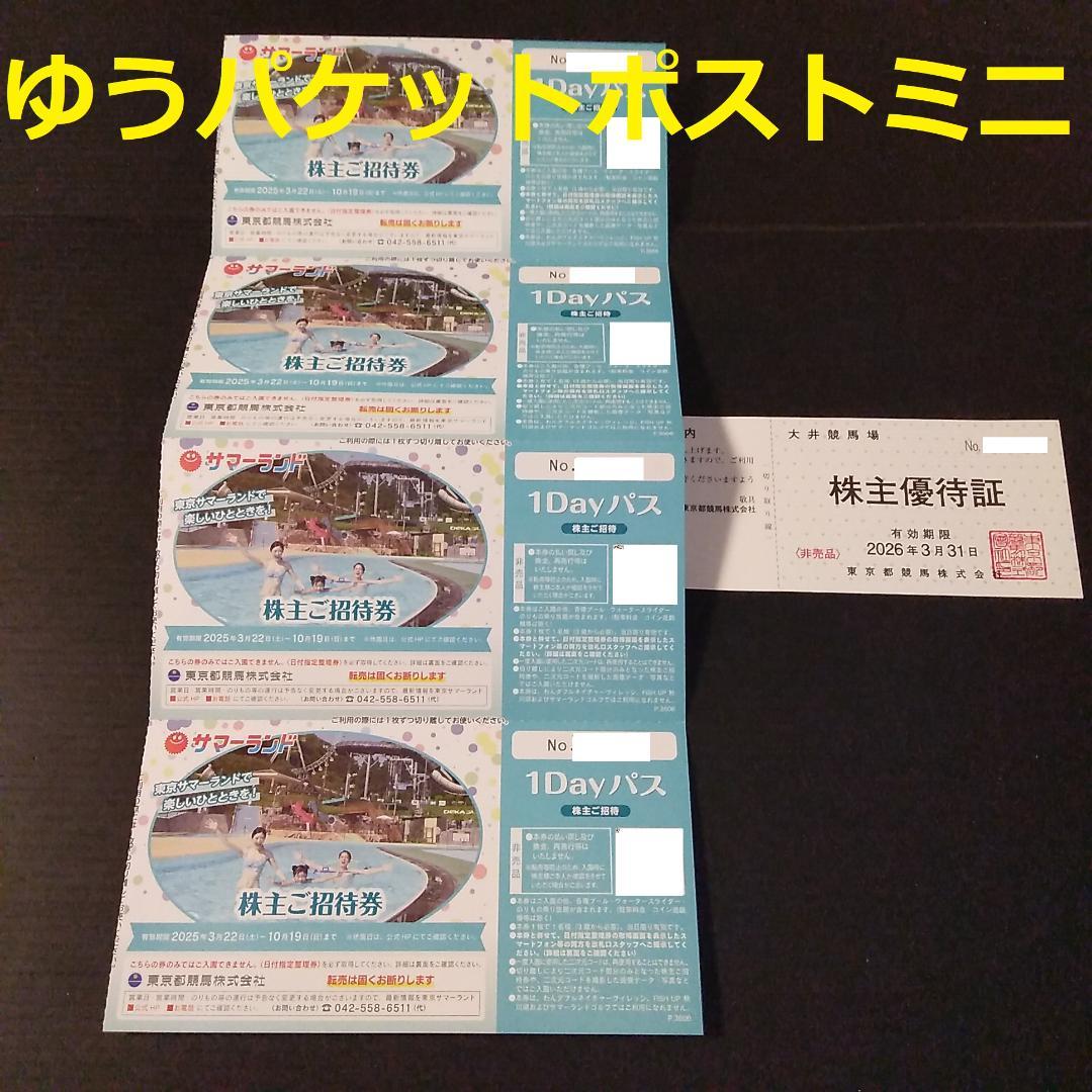 東京サマーランド株主招待券４枚◆東京都競馬株主優待
