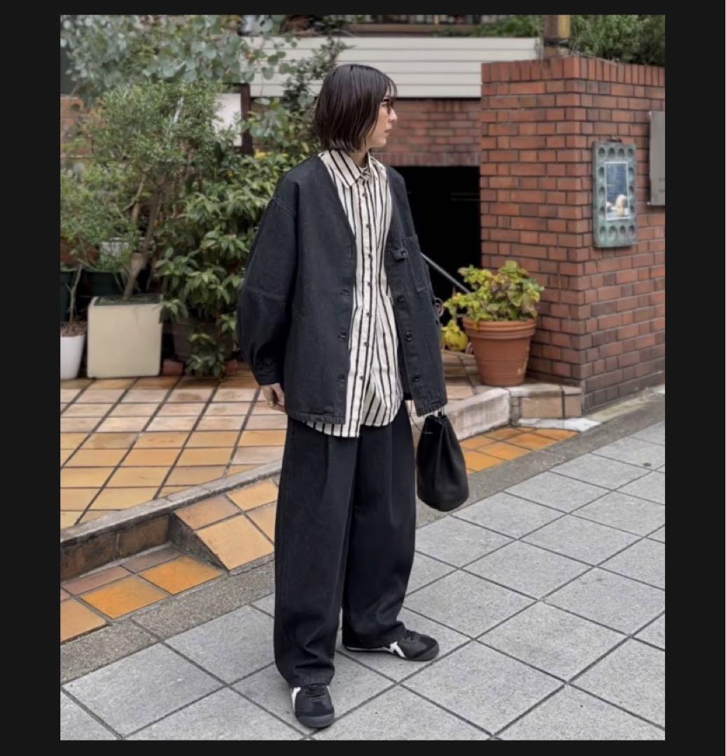 FASHIRU×ARULLE コラボ　ワイドデニムパンツ　ブラック　サイズ1