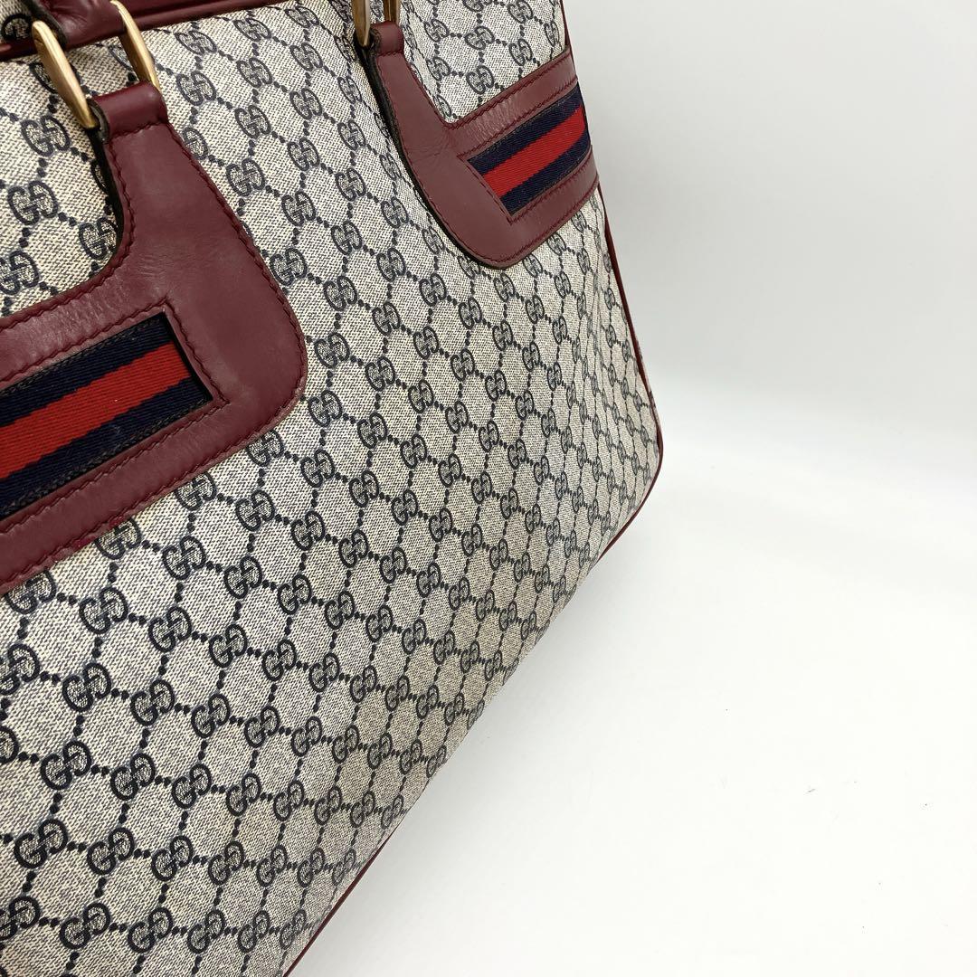 希少カラー【GUCCI】ボストンバッグ　旅行鞄　シェリーライン　GGスプリーム