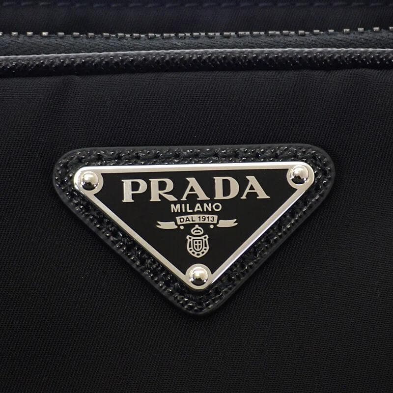 PRADA サフィアーノレザー ショルダーバッグ ナイロン ブラックユニセックス