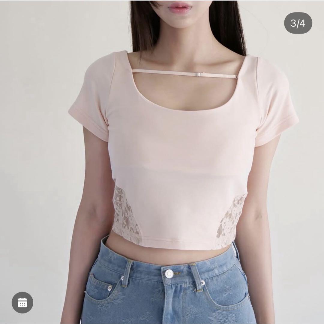 【 YILON MADE 】Back lace tee ピンク