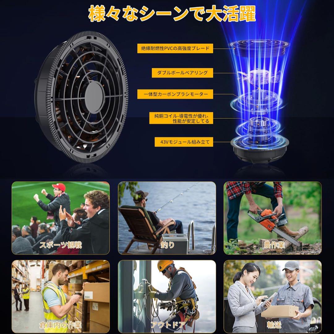 お買得❤️大容量⭐️ブラシレスモーター⭐️ファンバッテリーセット⭐️軽量⭐️空調服