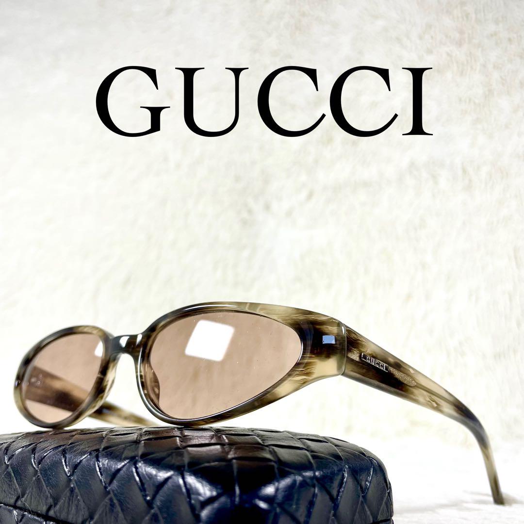 GUCCI ブラウンラウンドフレームサングラス