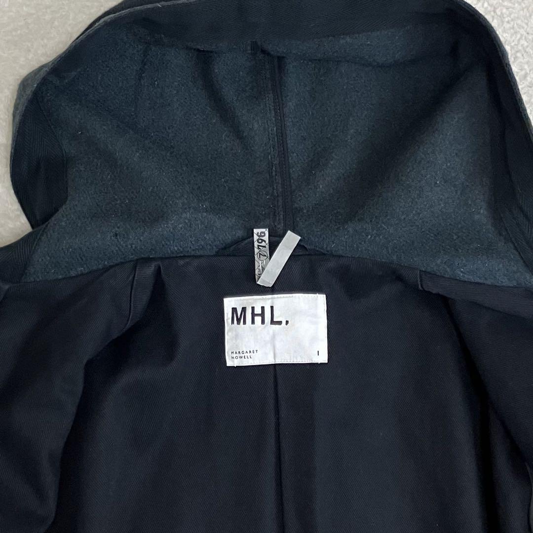 MHL.エムエイチェル　フーデットウールコート　サイズ1 ダークグリーン