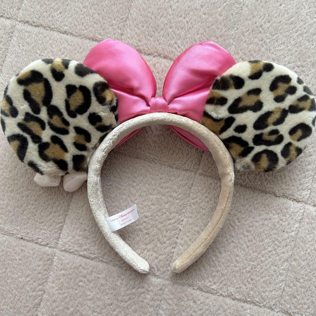 本日発送♡ ディズニー　ヒョウ柄　ぬいぐるみ　ピンク　ミニー　カチューシャ　レア
