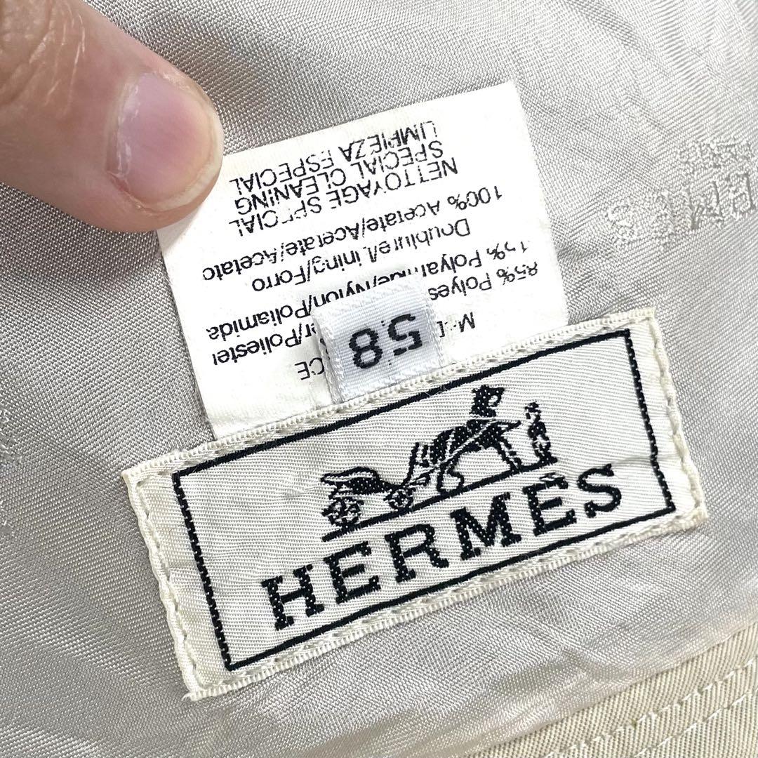 90's HERMES バケットハット Hロゴ 刺繍