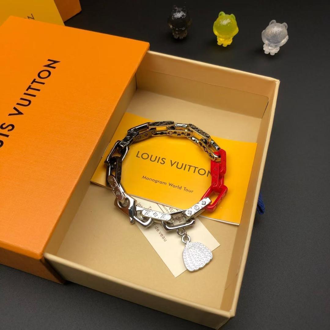 Louis Vuitton連名限定ブラックレッドパッチワークブレスレット低価格