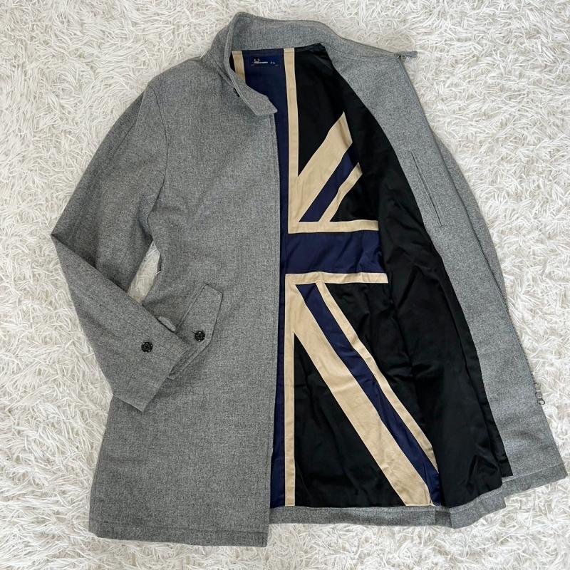 FRED PERRY　ハリントンマックコート　ライトグレー　XL イギリス国旗柄