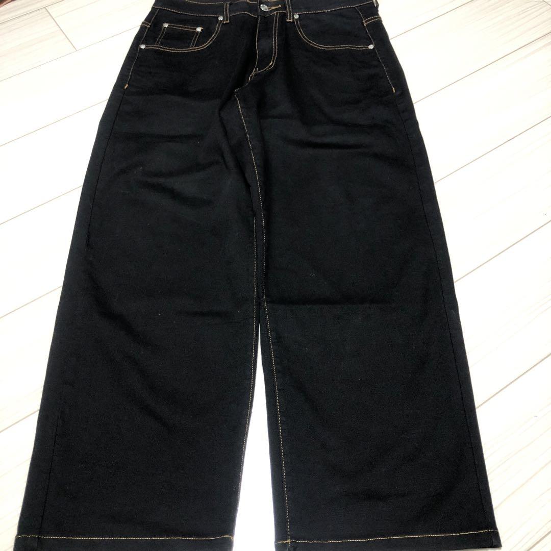 Used D.O.P bboy ビックデニムブラック ワイドレッグデニム32 Used D.O.P bboy ビックデニムブラック ワイドレッグデニム32