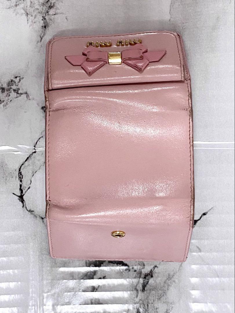 MIU MIU リボン付き三つ折り財布 ピンク