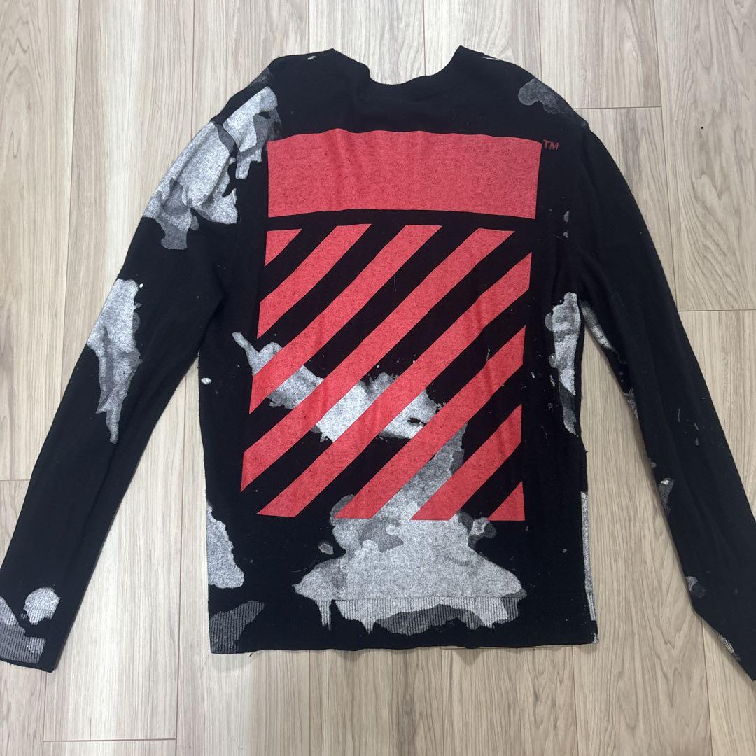 OFF-WHITE アート風ダメージセーター