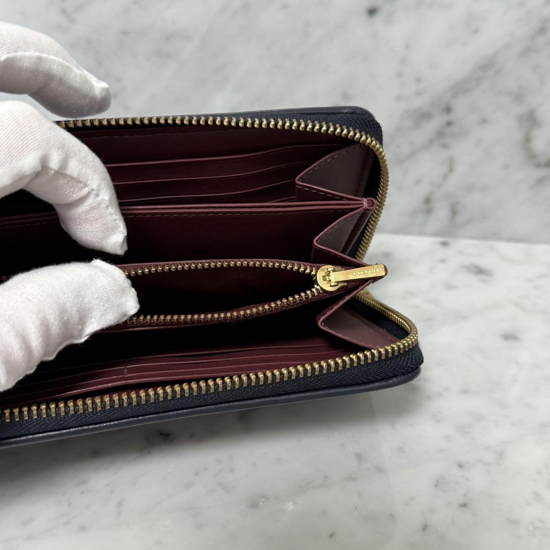 新品 未使用 COACH コーチ ラウンドファスナー 長財布 キャンバス デニム