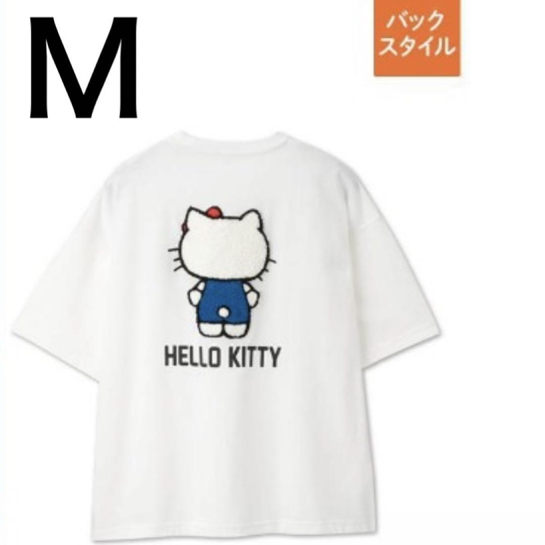 Ｍ【新品】サンリオ❤️ハローキティ　刺繍　後ろ姿　サガラ刺繍　半袖　Tシャツ 白