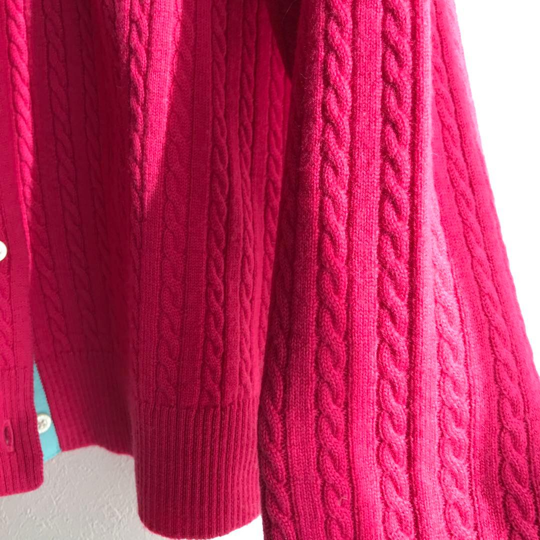 ブラックフライデーSALE　ラルフローレン　ピンク　縄網　ニット　カーディガン