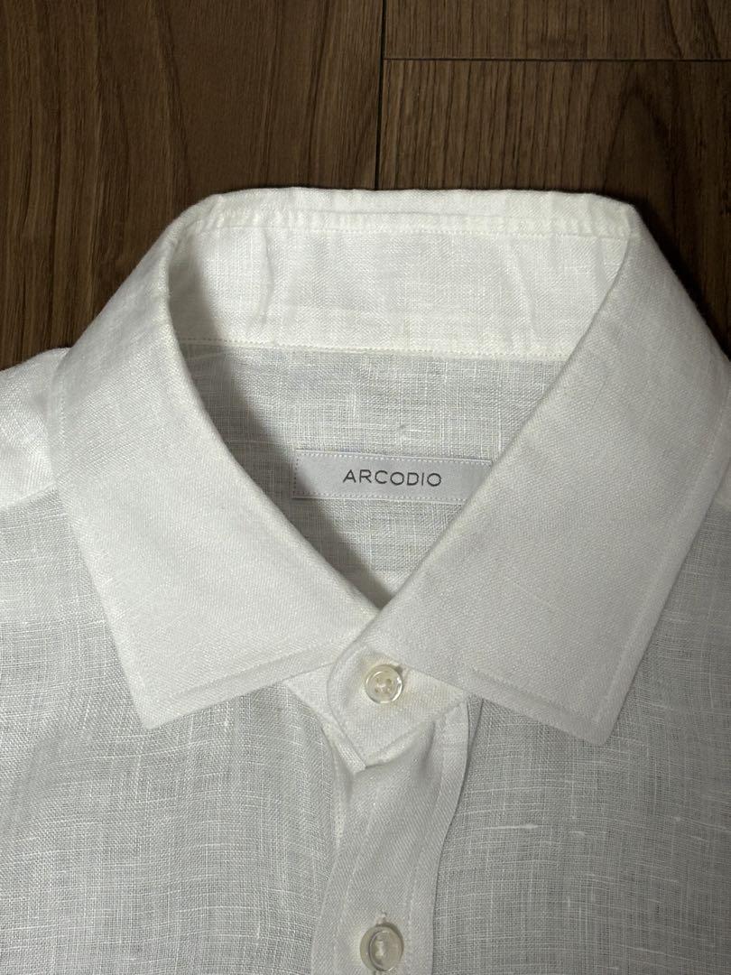 【特別セール品】 ARCODIO アルコディオ リネン長袖シャツ 白 40 (Lサイズ)ク トップス